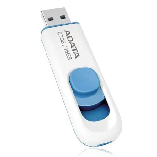 ADATA 16GB USB 2.0 Memory Pen, C008, Retractable, Capless, White - X-Case