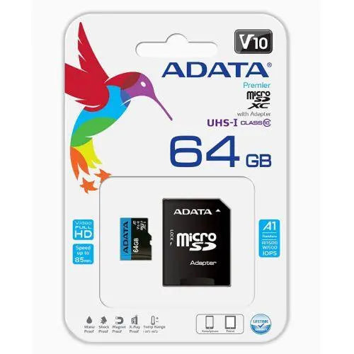 ADATA 64GB Premier Micro SDXC Card with SD Adapter, UHS-I Class 10 with A1 App Performance - X-Case