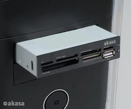 Akasa (AK-ICR-07) Internal Card Reader, 3.5", 6 Slot with USB2 Port, Black & White Panels - X-Case