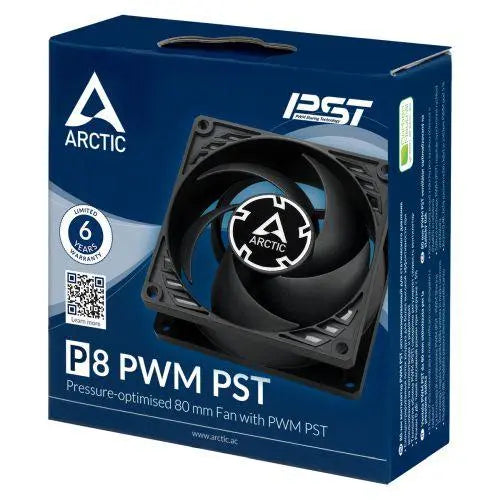 Arctic P8 8cm Pressure Optimised PWM PST Case Fan, Black, Fluid Dynamic, 200-3000 RPM - X-Case