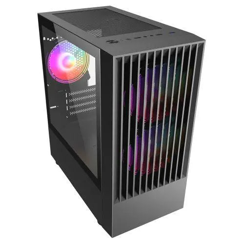 Spire Slammer Gaming Case w/ Glass Window, Micro ATX, Mesh Front, 3 ARGB Fans, LED Control Button, 240mm Radiator Support - X-Case