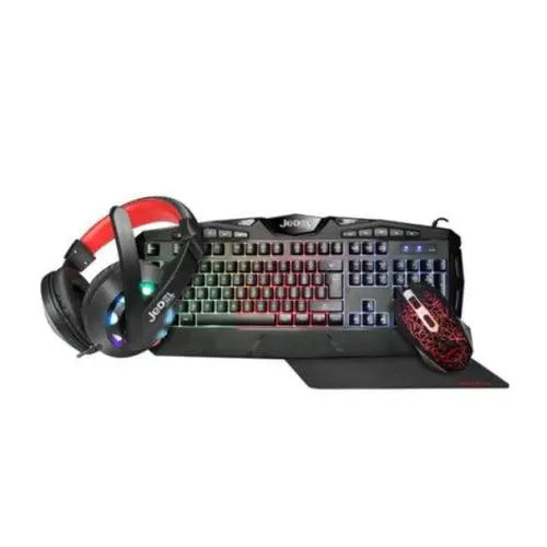 Jedel CP-04 Knights Templar Elite 4-in-1 Gaming Kit - Backlit RGB Keyboard, 1000 DPI RGB Mouse, 40mm Driver RGB Headset, XL Mouse Mat - X-Case