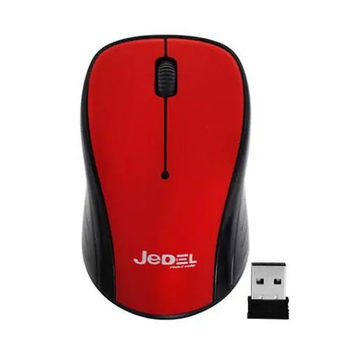 Jedel W920 Wireless Optical Mouse, 1000 DPI, Nano USB, 3 Buttons, Deep Red & Black - X-Case