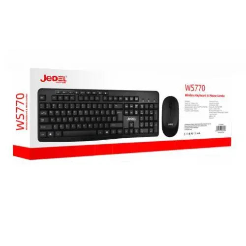 Jedel WS770 Wireless Desktop Kit, Multimedia Keyboard, 1600 DPI Mouse, Black - X-Case