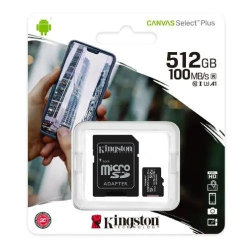 Kingston 512GB Canvas Select Plus Micro SD Card with SD Adapter, UHS-I Class 10 with A1 App Performance - X-Case