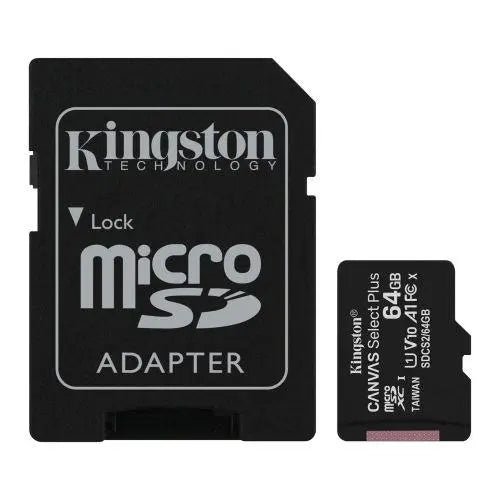 Kingston 64GB Canvas Select Plus Micro SD Card with SD Adapter, UHS-I Class 10 with A1 App Performance - X-Case