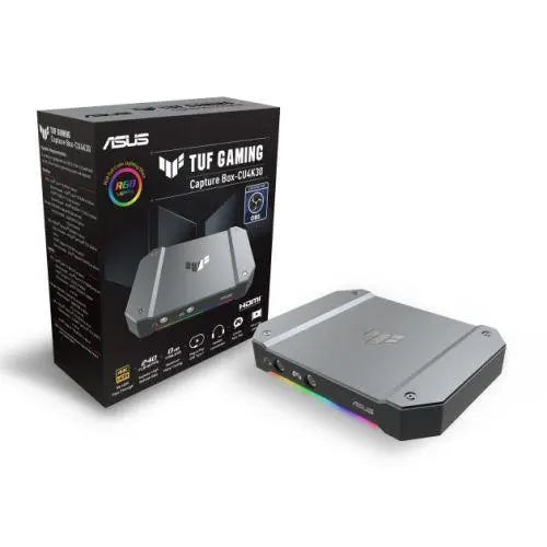 Asus CU4K30 TUF Gaming USB-C Capture Box - 4K30 Video w/ Near-Zero Latency, RGB Lighting - X-Case