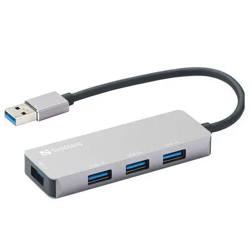 Sandberg External 4-Port USB-A Pocket Hub - USB-A Male, 1 x USB 3.0, 3 x USB 2.0, Aluminium, USB Powered, 5 Year Warranty - X-Case