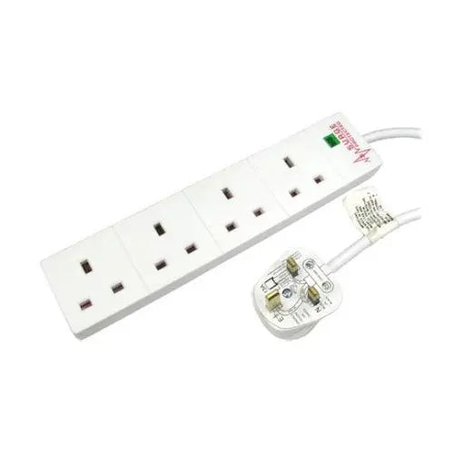 Spire Mains Power Multi Socket Extension Lead, 4-Way, 2M Cable, Surge Protected - X-Case