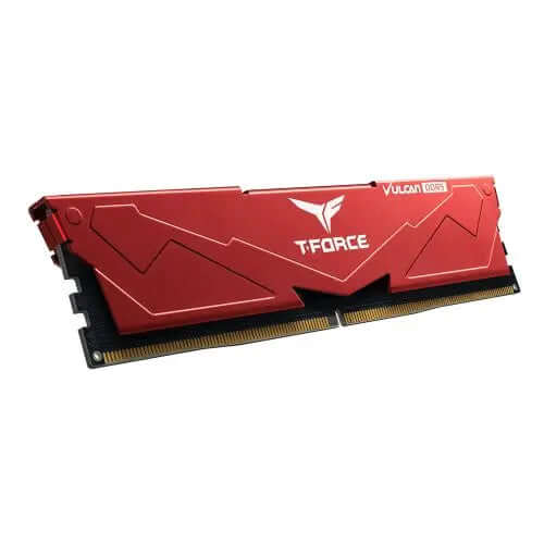 Team T-Force Vulcan 32GB Kit (2 x 16GB), DDR5, 6400MHz (PC5-5120), CL40, ECC, XMP 3.0, PMIC, DIMM Memory, Red