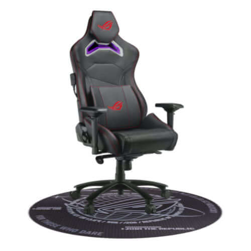 Asus ROG Chariot RGB Gaming Chair, Steel Frame, PU Leather, Memory-Foam Lumbar, 4D Armrests, 145° Recline, *FREE ROG Cosmic Polyester Floor Mat*-1