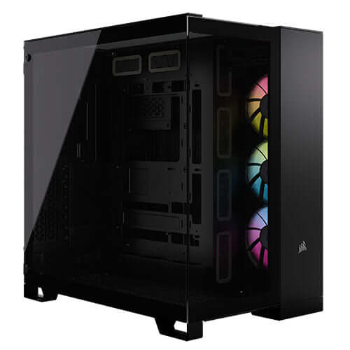 Corsair 6500X RGB iCUE Link Dual Chamber Gaming Case w/ Glass Side & Front, ATX, 3x RGB Fans, Mesh Panels, USB-C, Asus BTF Compatible, Black-0