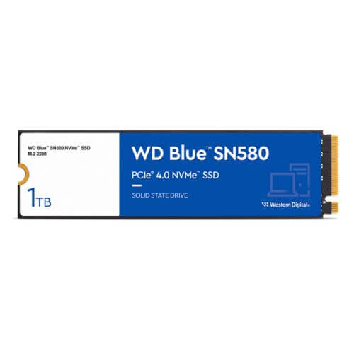 WD 1TB Blue SN580 M.2 NVMe Gen4 SSD, M.2 2280, PCIe4, TLC NAND, R/W 4150/4150 MB/s, 600K/750K IOPS-1