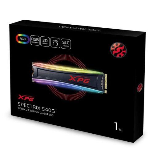 ADATA 1TB XPG Spectrix S40G RGB M.2 NVMe SSD, M.2 2280, PCIe 3.0, 3D TLC NAND, R/W 3500/1900 MB/s - X-Case.co.uk Ltd