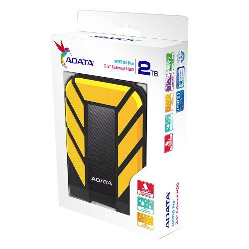 ADATA 2TB HD710 Pro Rugged External Hard Drive, 2.5", USB 3.1, IP68 Water/Dust Proof, Shock Proof, Yellow - X-Case.co.uk Ltd