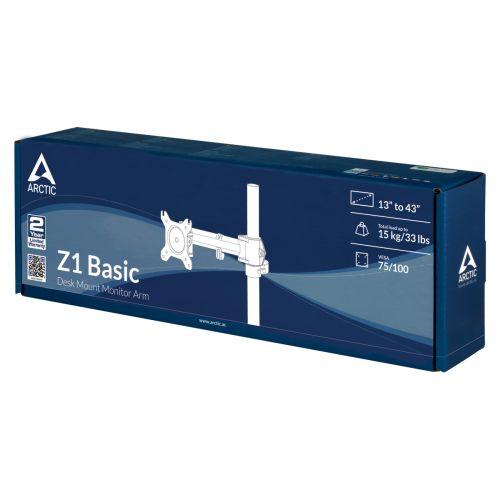 Arctic Z1 Basic Single Monitor Arm, 13" - 43" Monitors, 180° Swivel, 360° Rotation - X-Case.co.uk Ltd
