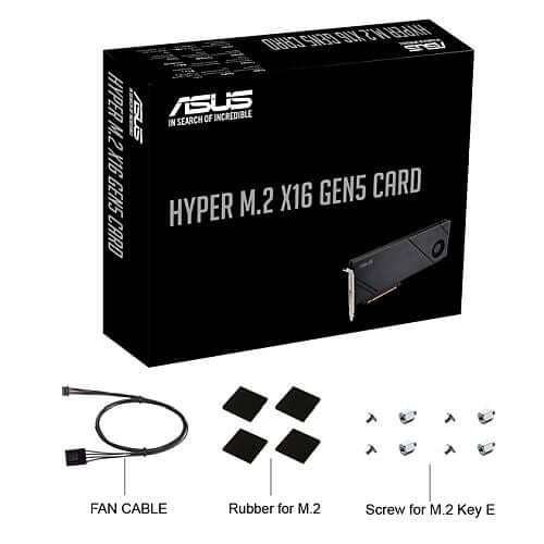 Asus Hyper M.2 x16 Gen5 Card (PCIe 5.0/4.0), Up to 4x NVMe M.2 Devices, 2242/2260/2280/22110 - X-Case.co.uk Ltd