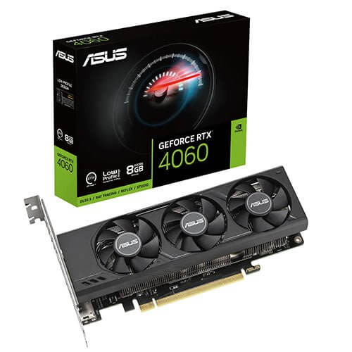 Asus RTX4060 LP BRK OC, PCIe4, 8GB DDR6, 2 HDMI, 2 DP, 2520MHz Clock, Overclocked, Low Profile (Bracket Included) - X-Case