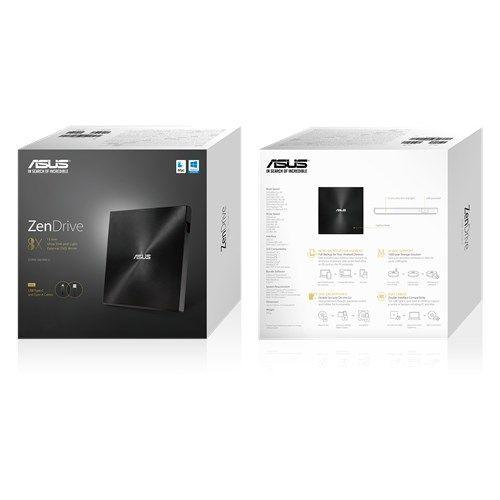 Asus (ZenDrive U9M) External Slimline DVD Re-Writer, USB-A / USB-C, 8x, M-Disc Support, Cyberlink Power2Go 8, Black - X-Case.co.uk Ltd
