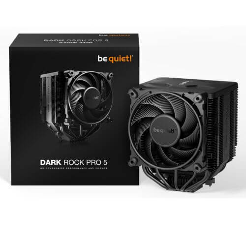 Be Quiet! BK036 Dark Rock Pro 5 Heatsink & Fan, Intel/AMD, 2 Silent Wings Fans, Speed Switch, 270W TDP - X-Case.co.uk Ltd