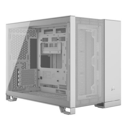 Corsair 2500D Airflow Dual Chamber Gaming Case w/ Glass Window, Micro ATX, No Fans Inc., Fully Mesh Panelling, USB-C, White - X-Case