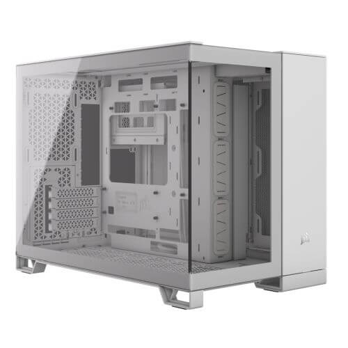 Corsair 2500X Airflow Dual Chamber Gaming Case w/ Glass Side & Front, Micro ATX, No Fans Inc., Mesh Panels, USB-C, White - X-Case