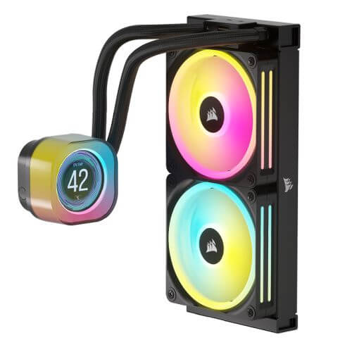 Corsair H100i iCUE LINK LCD 240mm RGB Liquid CPU Cooler, QX120 RGB Fans, Personalised LCD Screen, iCUE LINK Hub Included, Black - X-Case.co.uk Ltd