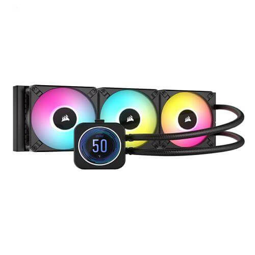 Corsair H150i ELITE LCD XT 360mm RGB Liquid CPU Cooler, AF120 RGB ELITE Fans, Personalised LCD Screen, iCUE Controller Included, Black - X-Case.co.uk Ltd