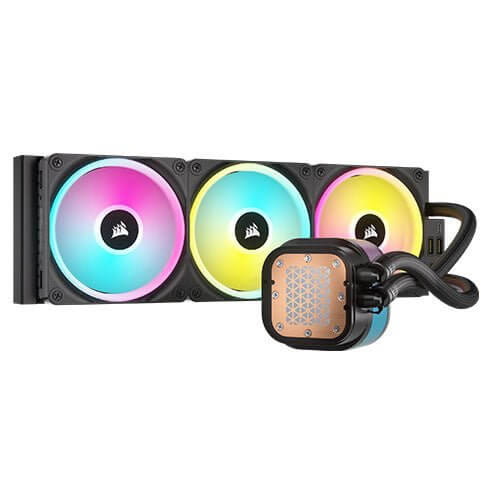 Corsair H150i iCUE LINK LCD 360mm RGB Liquid CPU Cooler, QX120 RGB Fans, Personalised LCD Screen, iCUE LINK Hub Included, Black - X-Case.co.uk Ltd