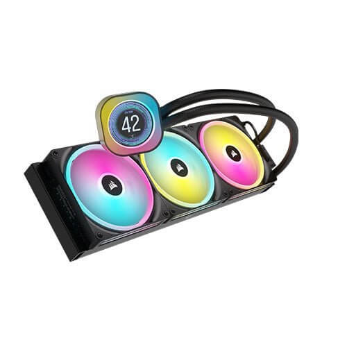 Corsair H170i iCUE LINK LCD 420mm RGB Liquid CPU Cooler, QX140 RGB Fans, Personalised LCD Screen, iCUE LINK Hub Included, Black - X-Case.co.uk Ltd