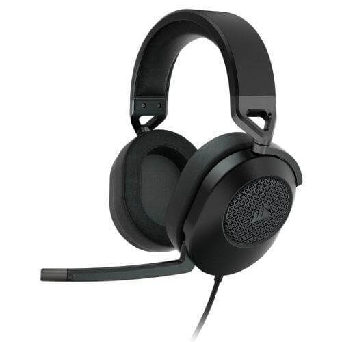 Corsair HS65 Surround Gaming Headset, 3.5mm Jack (USB Adapter), 7.1 Surround, Flip-To-Mute Mic, SoundID Customisation, Carbon - X-Case.co.uk Ltd
