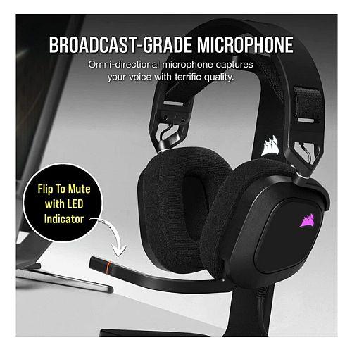 Corsair HS80 RGB Wired Gaming Headset, USB, 7.1 Surround, Flip-To-Mute Mic, Broadcast-Grade Mic, RGB Logo, Carbon - X-Case.co.uk Ltd