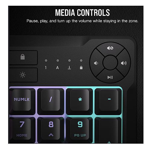 Corsair K55 CORE RGB Membrane Gaming Keyboard, USB, 10-Zone RGB, 12-Key Rollover, Dedicated Media Keys, 6 Macros - X-Case.co.uk Ltd