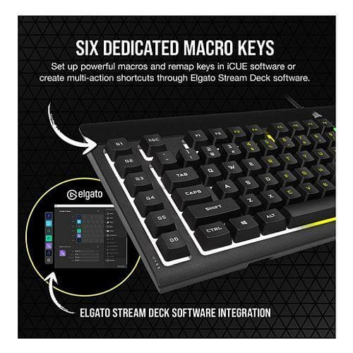 Corsair K55 RGB PRO Membrane Gaming Keyboard, USB, 5-Zone RGB, 12-Key Rollover, Anti-Ghosting, 6 Macros, IP42 - X-Case.co.uk Ltd