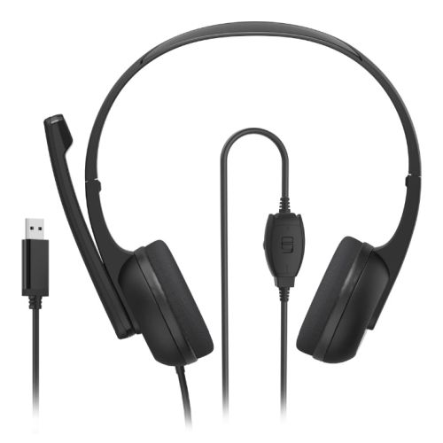 Hama HS-USB250 V2 Lightweight Office Headset with Boom Microphone, USB, Padded Ear Pads, In-line Controls - X-Case.co.uk Ltd