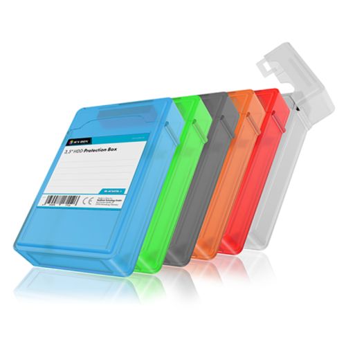 Icy Box (IB-AC602B-6) 3.5" Hard Drive Anti-Shock Protective Boxes - Pack of 6 (Various Colours), Fall/Dust/Splash Protection, Stackable - X-Case.co.uk Ltd