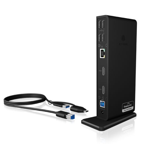 Icy Box (IB-DK2251AC) USB-A/C 11-in-1 Docking Station - 6x USB-A, 2x HDMI, RJ45, 3.5mm Jack, 1x USB-A Charging - X-Case.co.uk Ltd