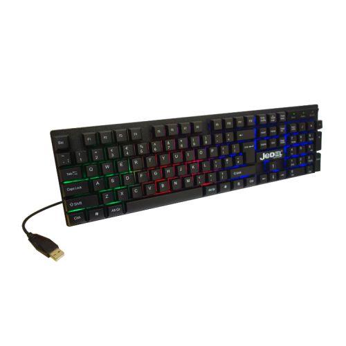 Jedel GK100 RGB Gaming Desktop Kit, Backlit Membrane RGB Keyboard & 800-1600 DPI LED Mouse, Black - X-Case.co.uk Ltd
