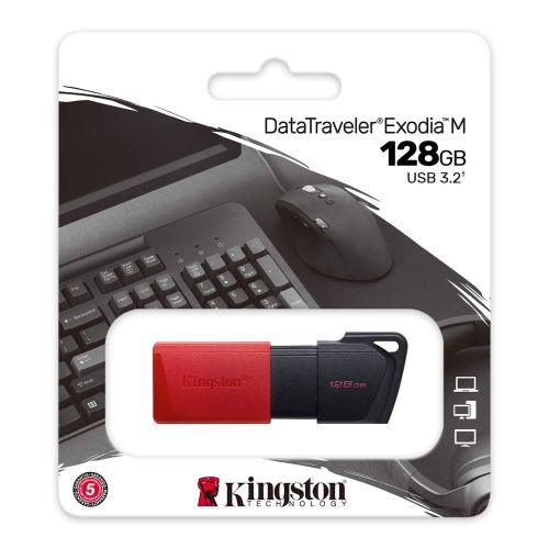 Kingston 128GB USB 3.2 Gen1 Memory Pen, DataTraveler Exodia M, Moving Cap, Key Ring - X-Case.co.uk Ltd