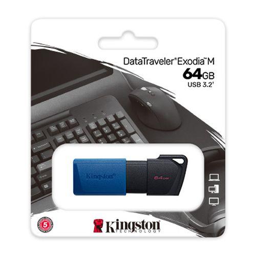 Kingston 64GB USB 3.2 Gen1 Memory Pen, DataTraveler Exodia M, Moving Cap, Key Ring - X-Case.co.uk Ltd