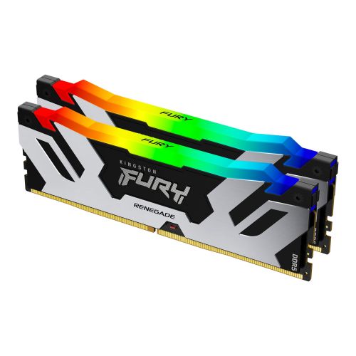 Kingston Fury Renegade RGB 64GB Kit (2 x 32GB), DDR5, 6400MHz, CL32, 1.4V, ECC, XMP 3.0, PMIC, DIMM Memory, Black/Silver - X-Case.co.uk Ltd
