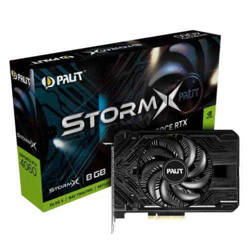 Palit RTX4060 StormX, PCIe4, 8GB DDR6, HDMI, 3 DP, 2460MHz Clock, Compact Design - X-Case.co.uk Ltd