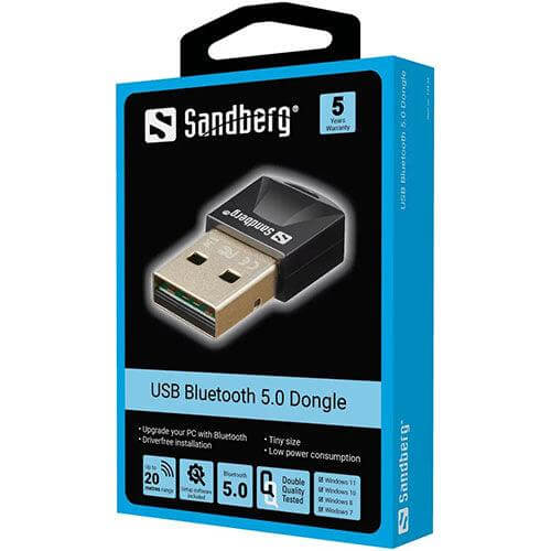 Sandberg (134-34) USB Bluetooth 5.0 Adapter, 20M Range, 5 Year Warranty - X-Case.co.uk Ltd