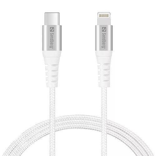 Sandberg USB-C PD to Lightning Cable, Braided, 1 Meter, White - X-Case.co.uk Ltd