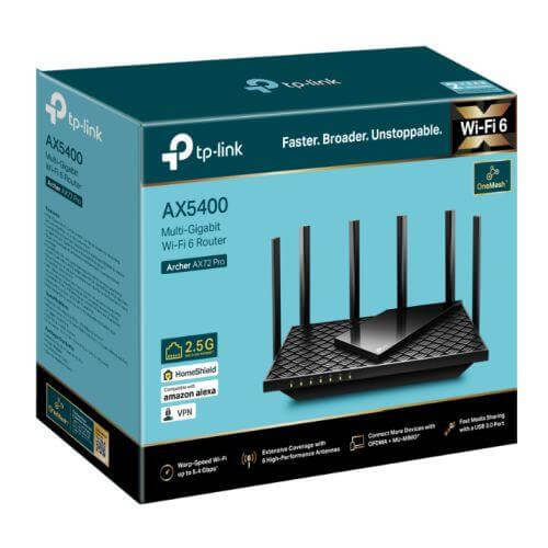 TP-LINK (Archer AX72 PRO) AX5400 Multi-Gigabit Dual Band Wi-Fi 6 Router, 2.5G Port, OFDMA, VPN Client, USB, OneMesh Support - X-Case.co.uk Ltd