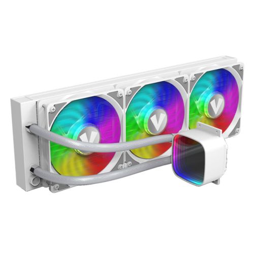 Vida Aquilo 360mm ARGB Liquid CPU Cooler, 3x ARGB PWM Fans, Infinity Mirror RGB Pump Head, White - X-Case.co.uk Ltd