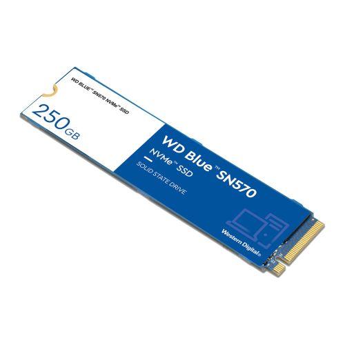 WD 250GB Blue SN570 M.2 NVMe SSD, M.2 2280, PCIe3, TLC NAND, R/W 3300/1200 MB/s, 190K/210K IOPS - X-Case.co.uk Ltd