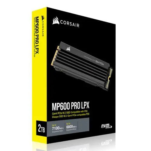 Corsair 500GB MP600 PRO LPX M.2 NVMe SSD, M.2 2280, PCIe4, 3D TLC NAND, R/W 7100/3700 MB/s, 435K/615K IOPS, Aluminium Heatspreader, PS5 Compatible - X-Case