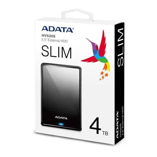ADATA 4TB HV620S Slim External Hard Drive, 2.5", USB 3.2, 11.5mm Thick, Black - X-Case