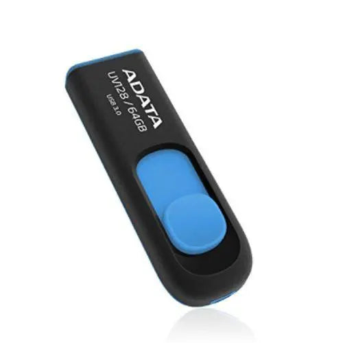 ADATA 64GB USB 3.0 Memory Pen, UV128, Retractable, Capless, Black & Blue - X-Case